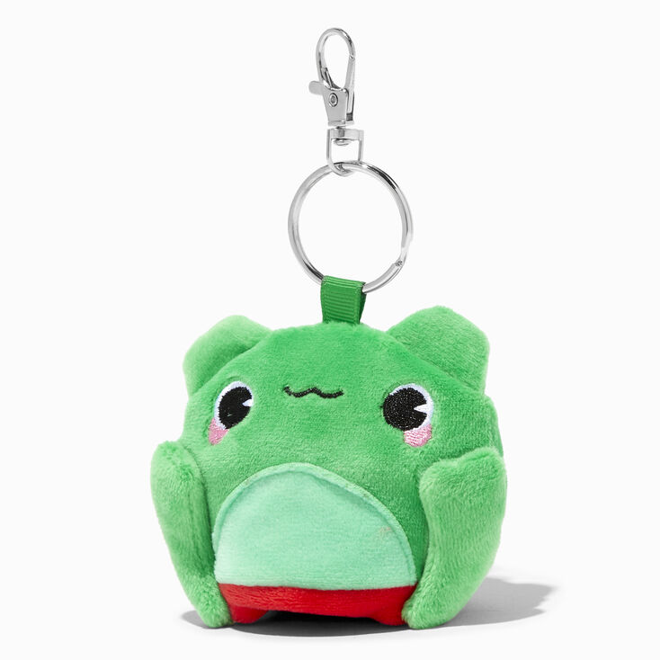 Frog &amp; Strawberry Reversible Plush Keychain,