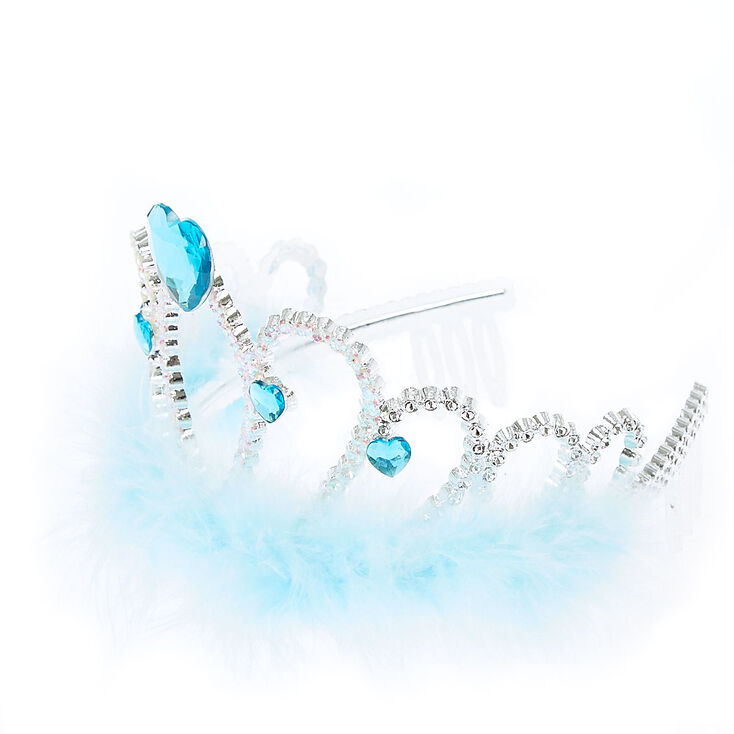 Claire's Diadème couleur argenté cœurs bleu glacé pour enfants