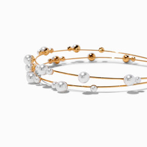 Gold Double Row Pearl Headband,