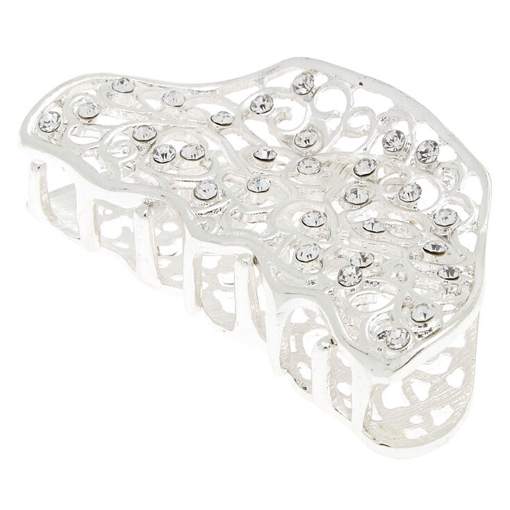 Pince &agrave; cheveux &agrave; motif en filigrane avec strass couleur argent&eacute;,