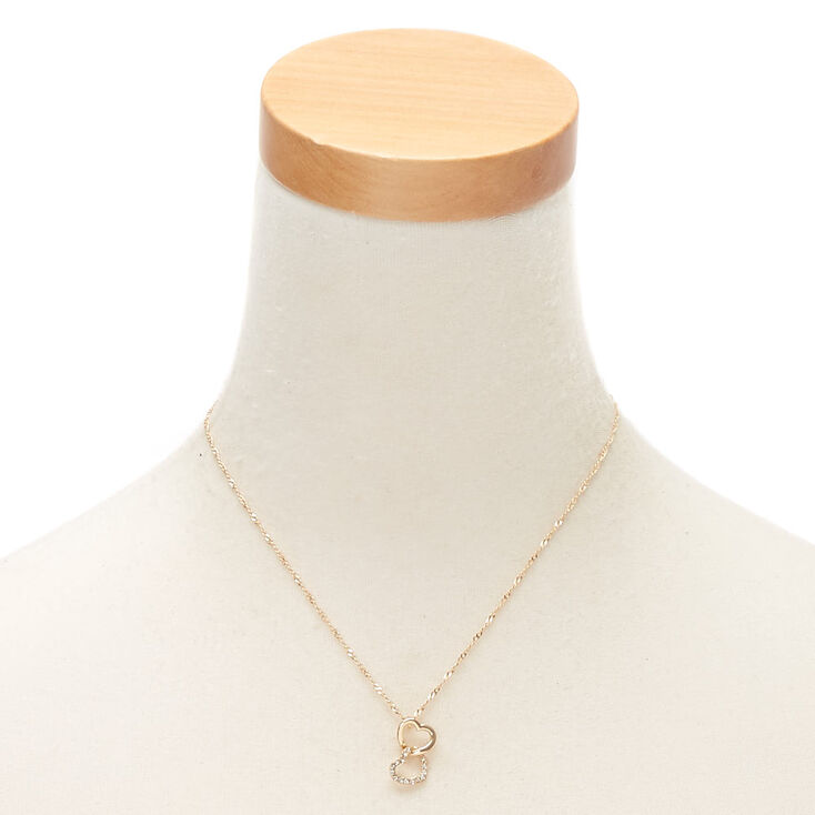 Gold Linked Heart Pendant Necklace,