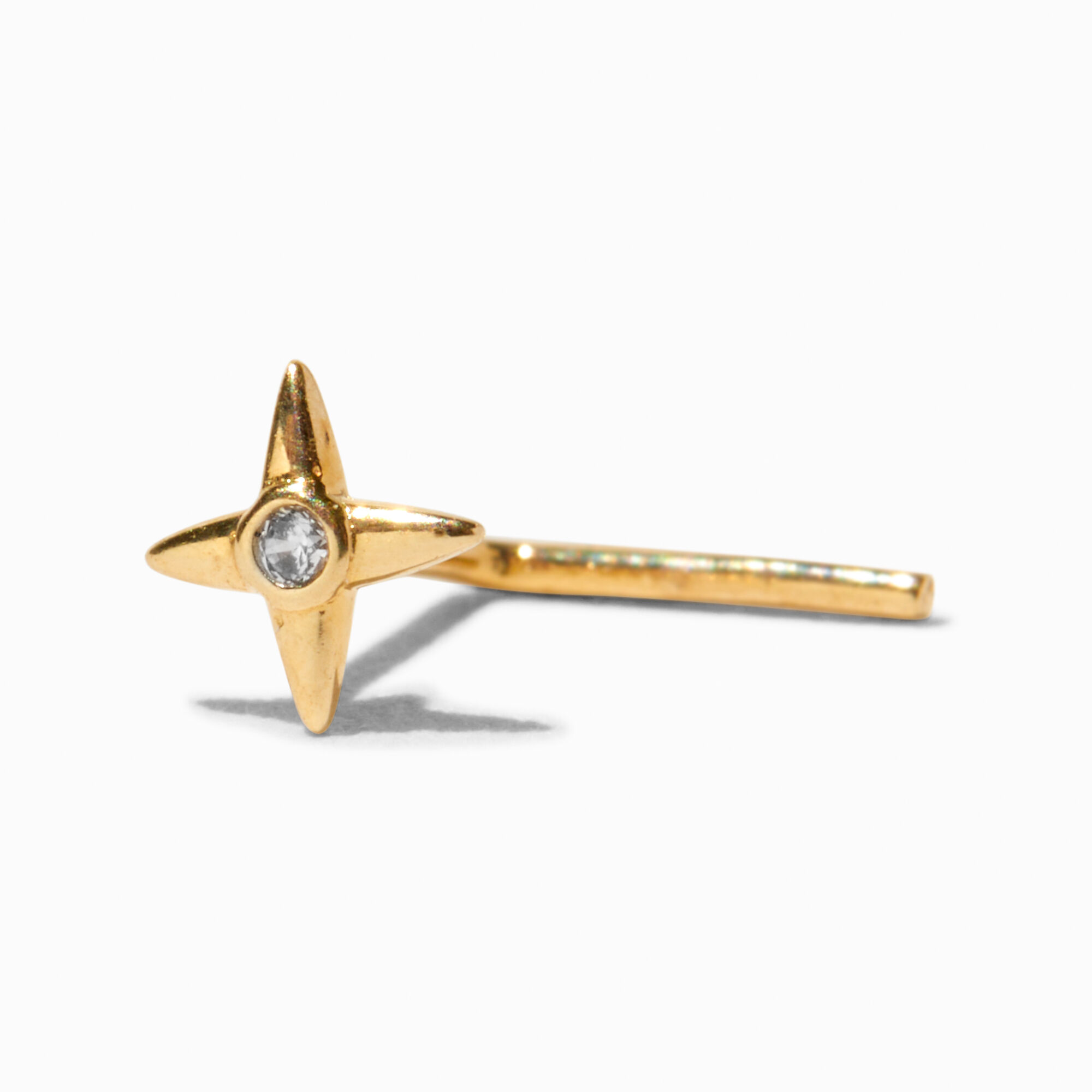View Claires 14K Gold 22G Crystal Star Nose Stud Yellow information