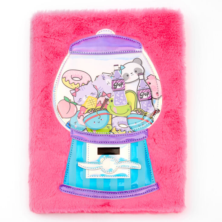 Claire's Carnet à dessin en peluche distributeur de chewing-gums - Rose