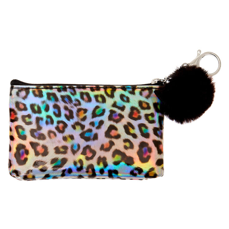 Holographic Rainbow Leopard Coin Purse - Silver,
