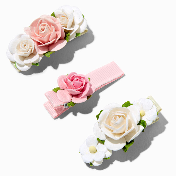 Claire&#39;s Club Pink Floral Hair Clips - 3 Pack,