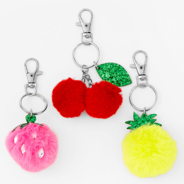 Best Friends Pom Pom Fruit Keyrings - 3 Pack,