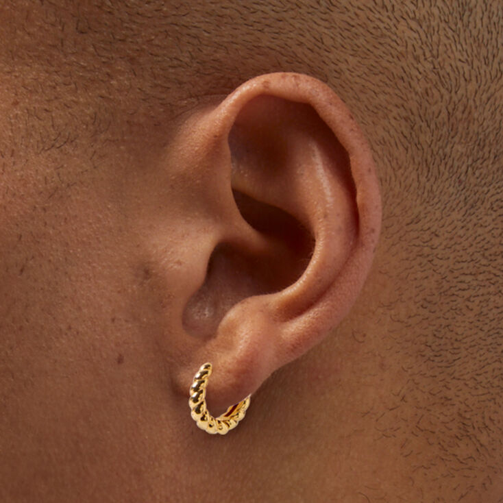 C LUXE by Claire&#39;s 18kt Gold Plated 8mm &amp; 10mm Twisted Hoop Earrings - 2 Pack,