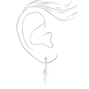 Silver-tone 1.5&quot; Leaf Clip-On Drop Earrings,
