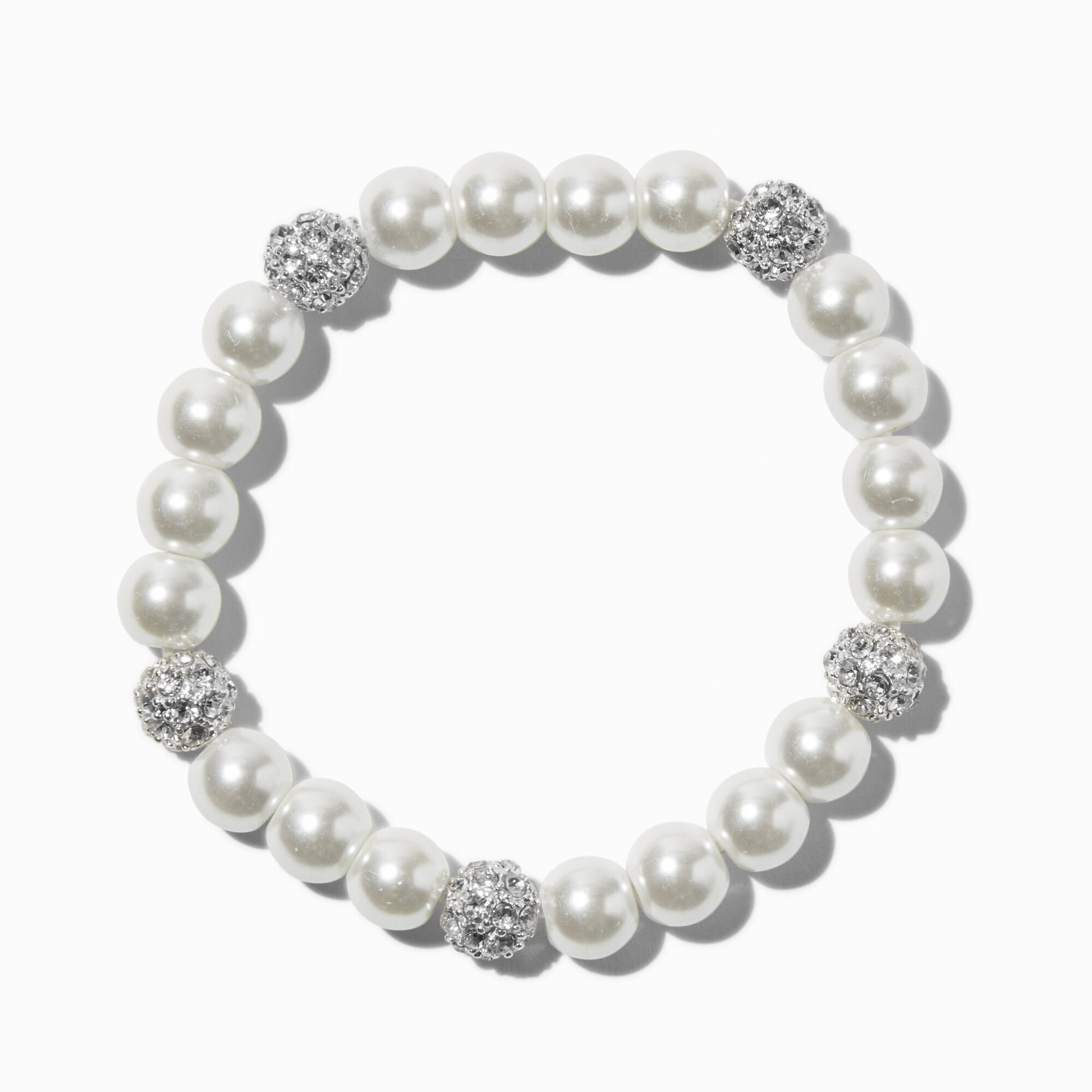 White Pearl & Fireball Stretch Bracelet,
