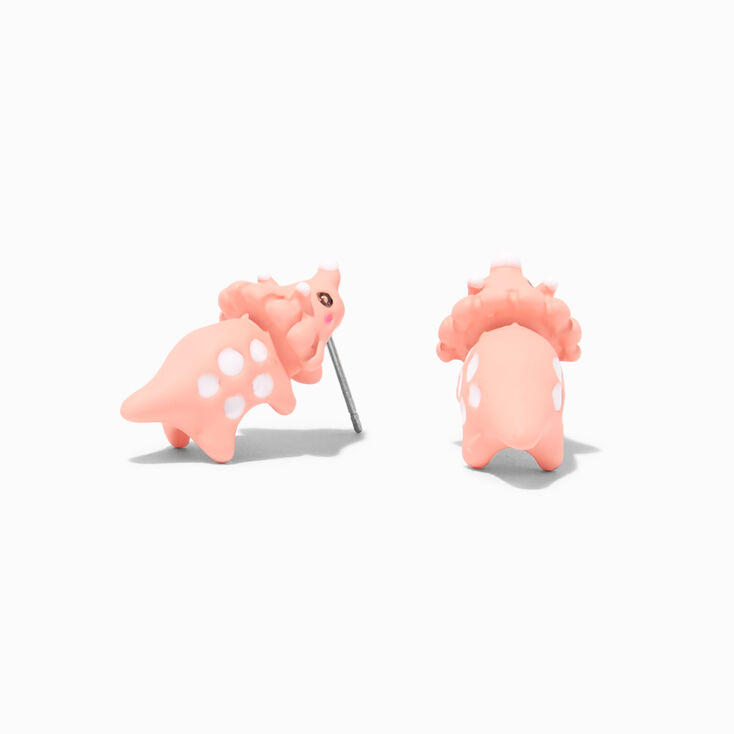 Pink Triceratops Bite Stud Earrings,