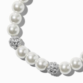 White Pearl &amp; Fireball Stretch Bracelet,