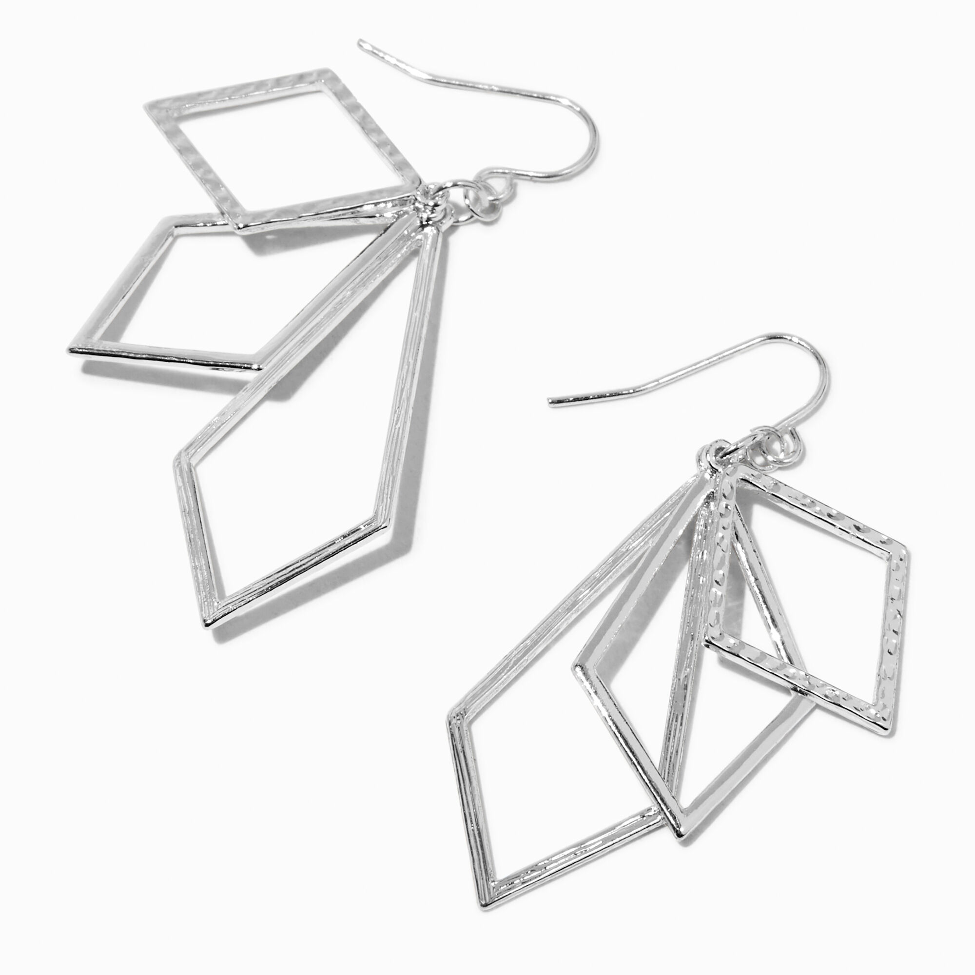 View Claires Tone Geometric Outline Drop Earrings Silver information