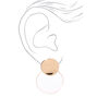 Gold 1.5&quot; Double Circle Drop Earrings - White,