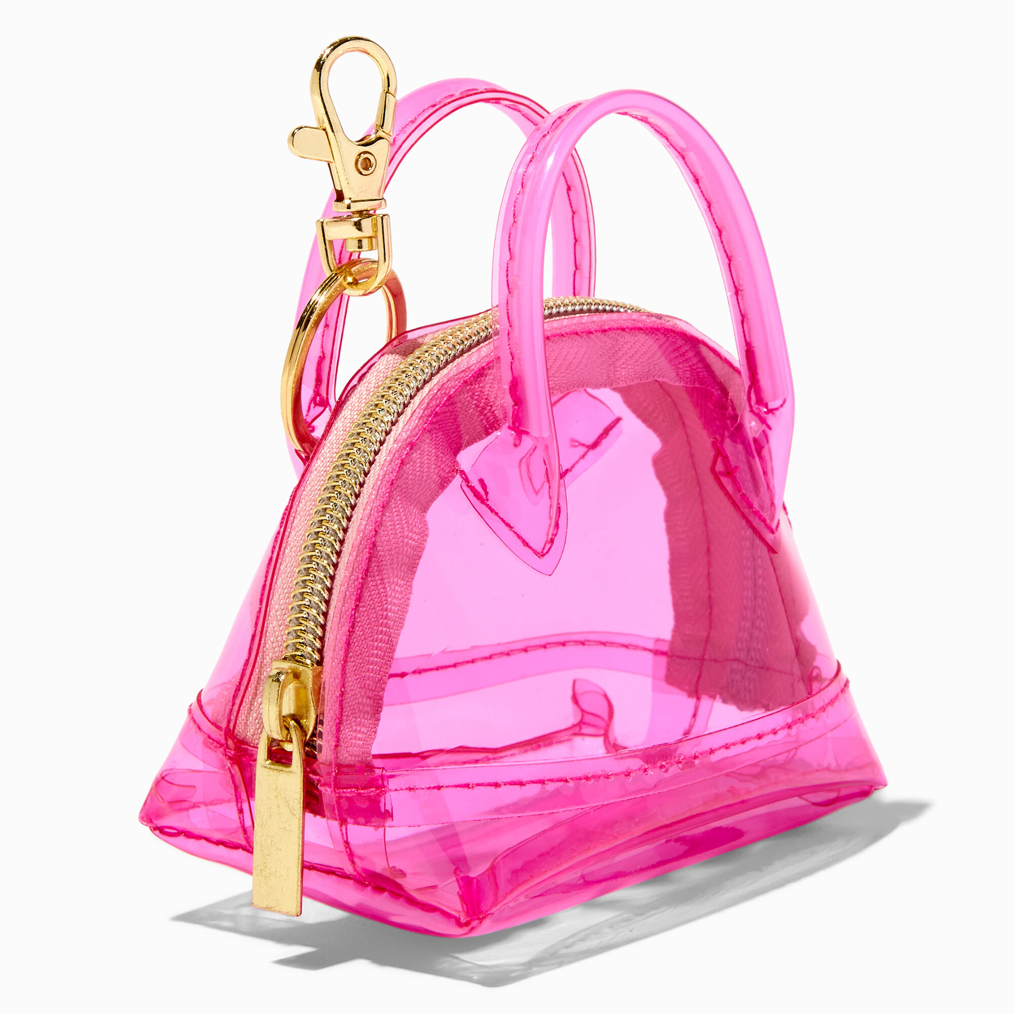 Pink Clear Bowler Handbag Keychain,