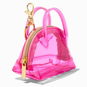 Pink Clear Bowler Handbag Keyring,