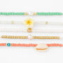 Seashell &amp; Tropical Beaded Stretch Bracelets - 5 Pack,