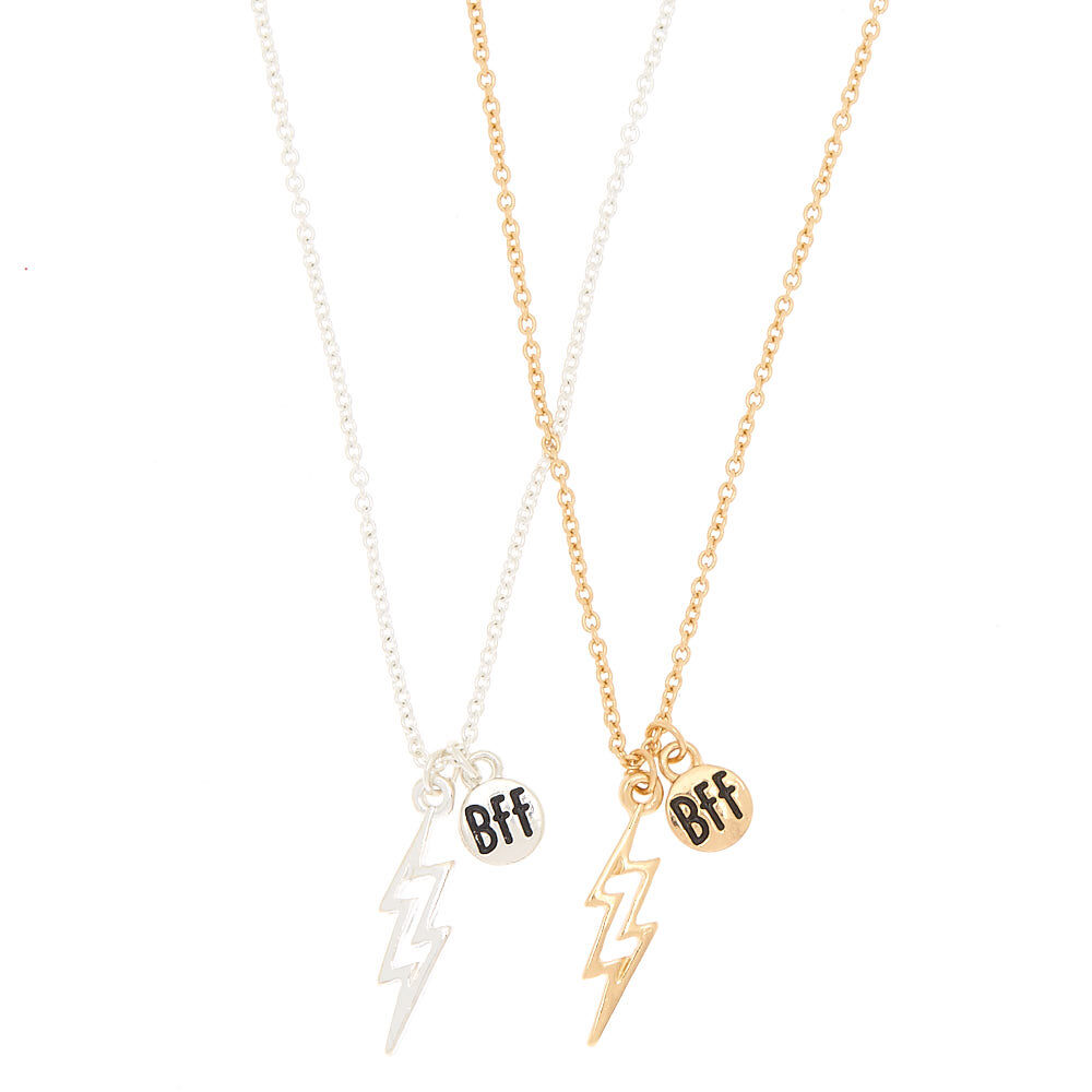 Best Friends Mixed Metal Lightning Bolt Pendant Necklaces - 2 Pack,