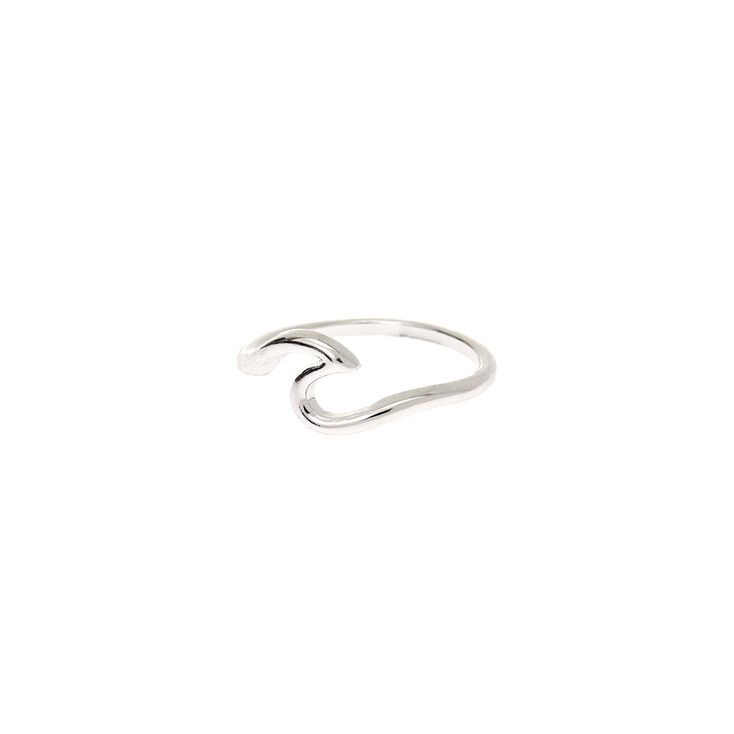 Bague design vague couleur argent&eacute;,