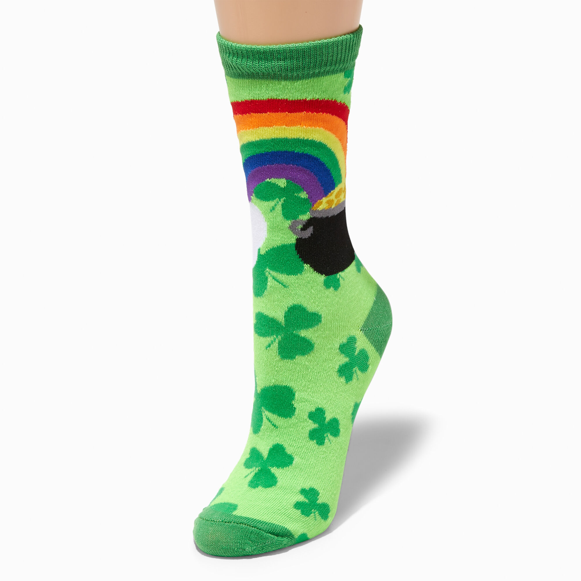 View Claires St Patricks Day Pot Of Crew Socks Gold information