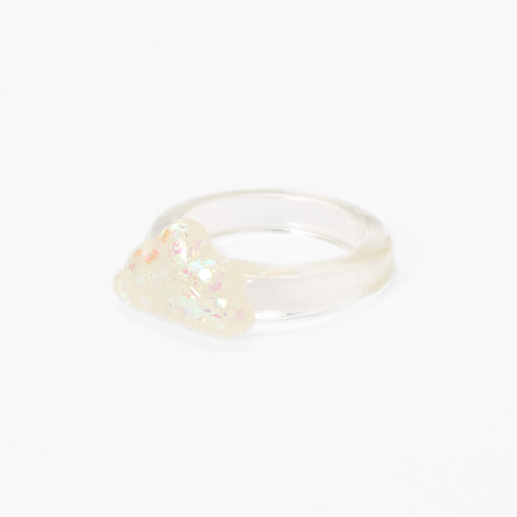 Clear Glitter Cloud Resin Ring,