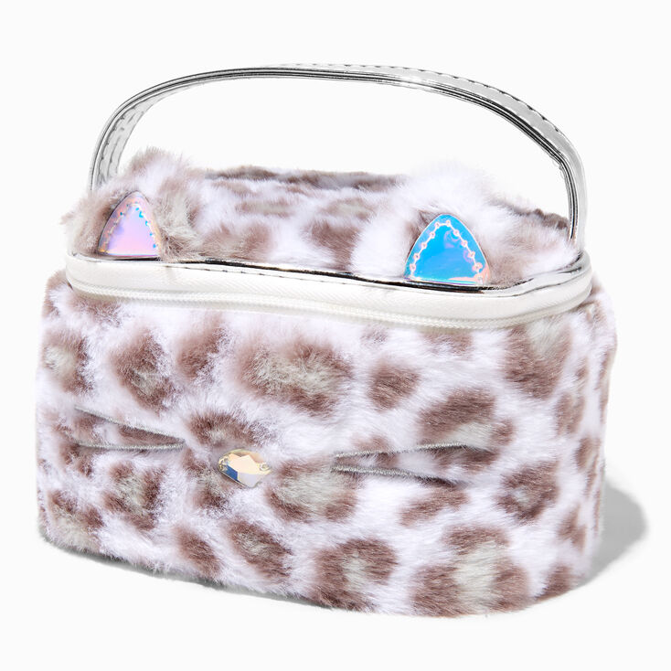 Trousse de maquillage l&eacute;opard des neiges avec fausse fourrure Claire&#39;s&nbsp;Club,