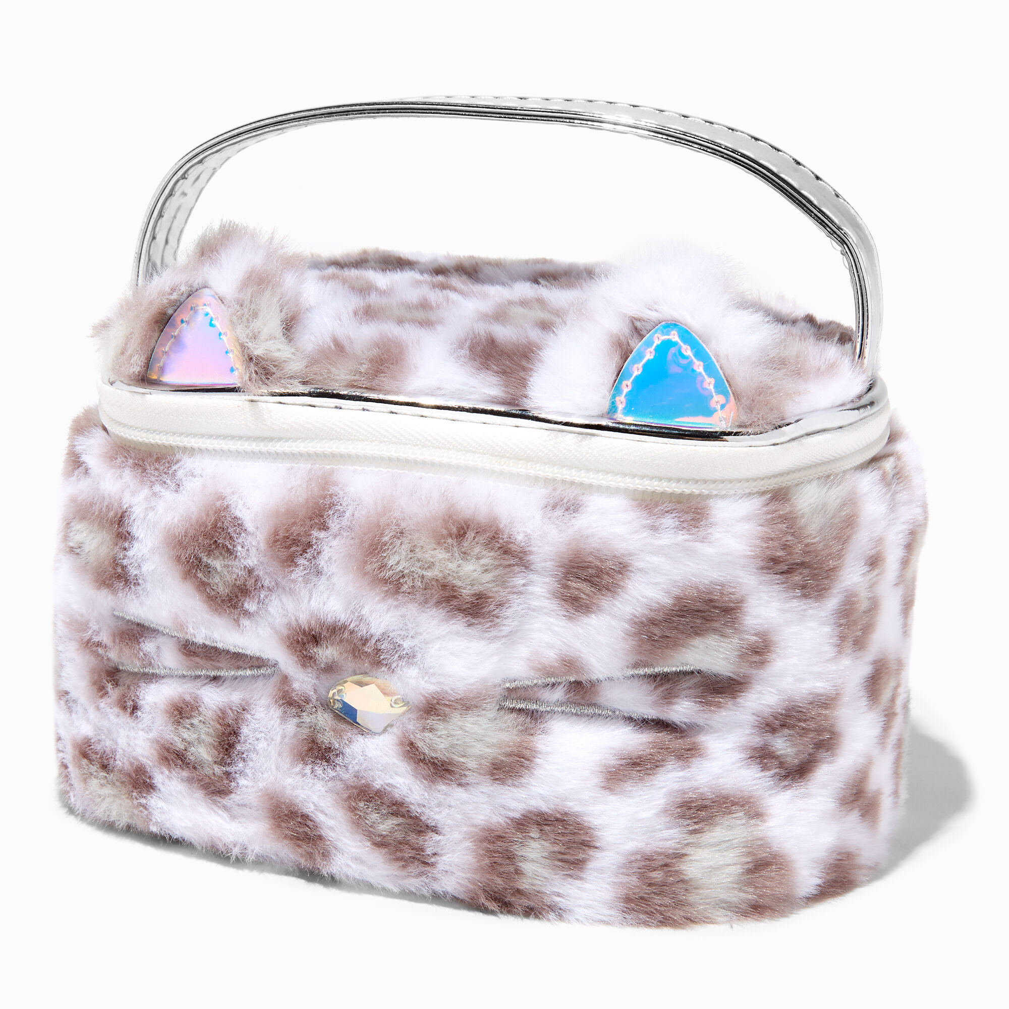 View Claires Club Furry Snow Leopard Makeup Bag information
