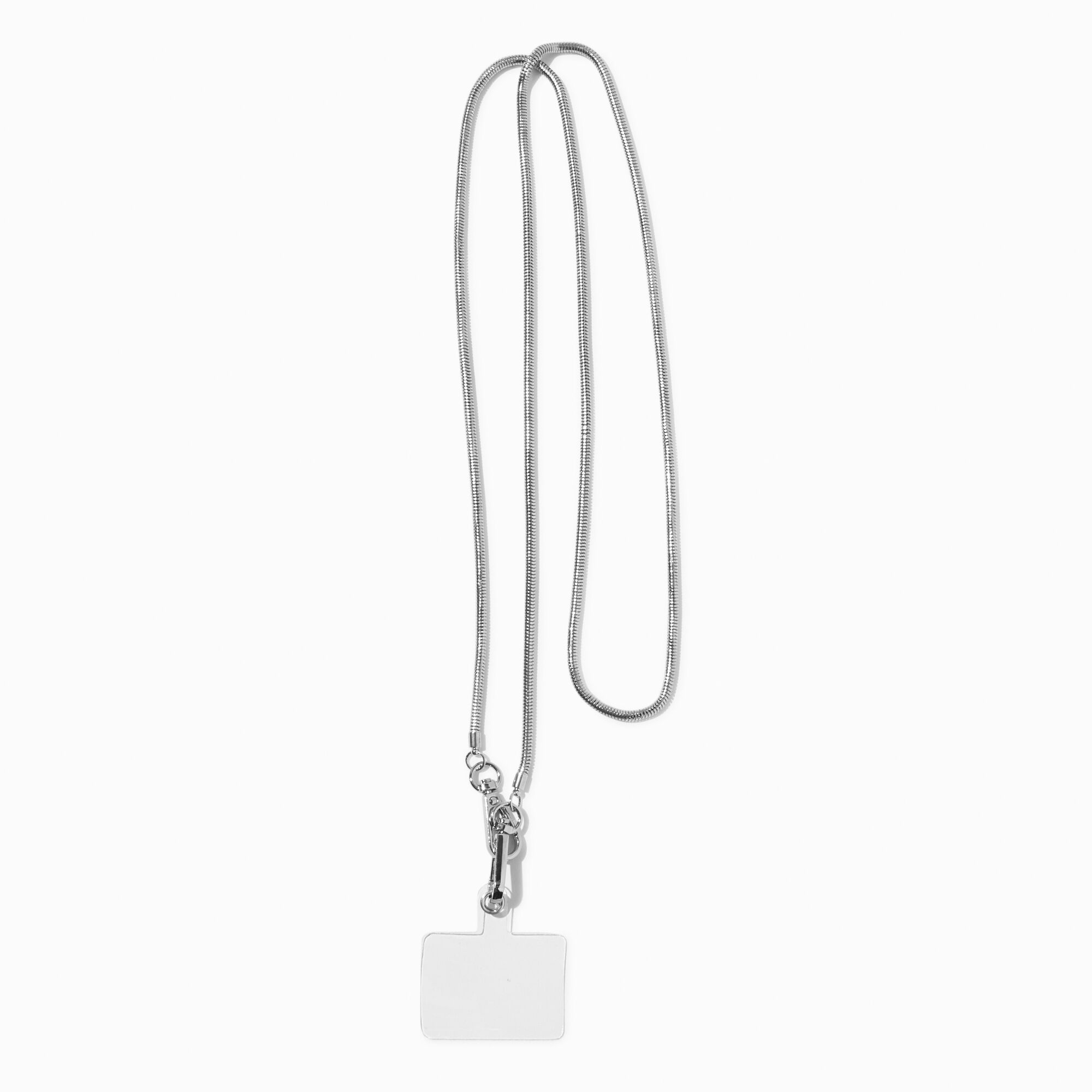 View Claires Tone Snake Chain Phone Crossbody Strap Silver information