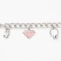 Silver Toggle Chain Link Charm Bracelet,