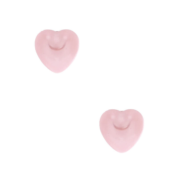Claire's Clous d'oreille cœur rose effet nacré