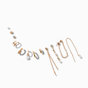 Gold-tone Glitzy Earring Stackables Set - 12 Pack,