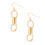 Gold 1.5&quot; Enamel Link Drop Earrings - White,