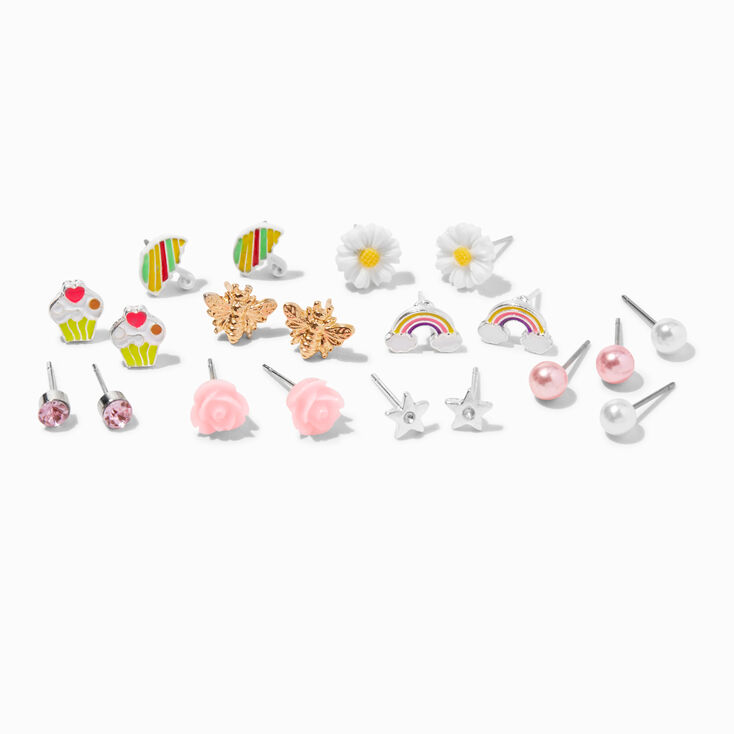Rainbow Flower Stud Earrings &#40;10 Pack&#41;,