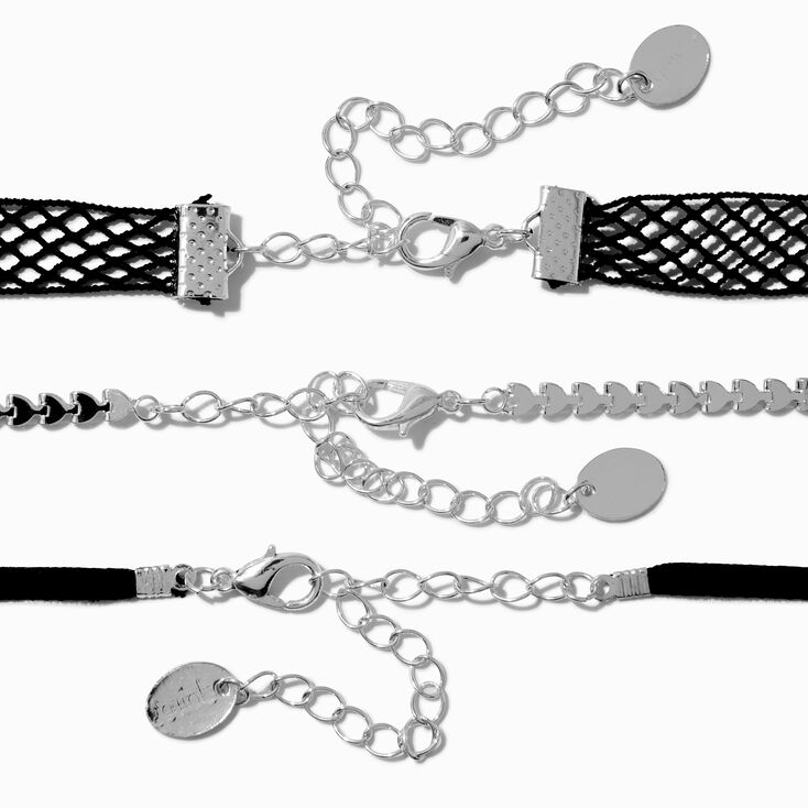 Black Edgy Bow Choker Necklaces - 3 Pack,