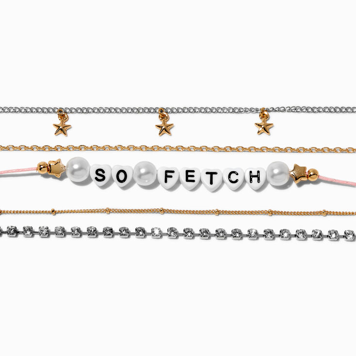 Mean Girls™ x Claire's Mixed Metal So Fetch Bracelet Set - 5 Pack