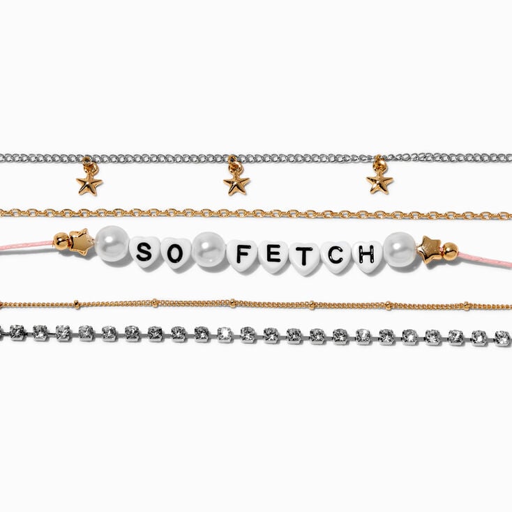 Mean Girls&trade; x Claire&#39;s Mixed Metal So Fetch Bracelet Set - 5 Pack,