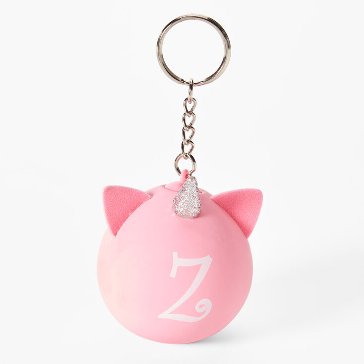 Porte-cl&eacute;s balle anti-stress licorne &agrave; initiale - Rose, Z,