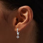 Sterling Silver Pav&eacute; Clover 12mm Clicker Hoop Earrings,