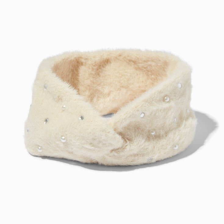 Ivory Fuzzy Sparkle Headwrap ,