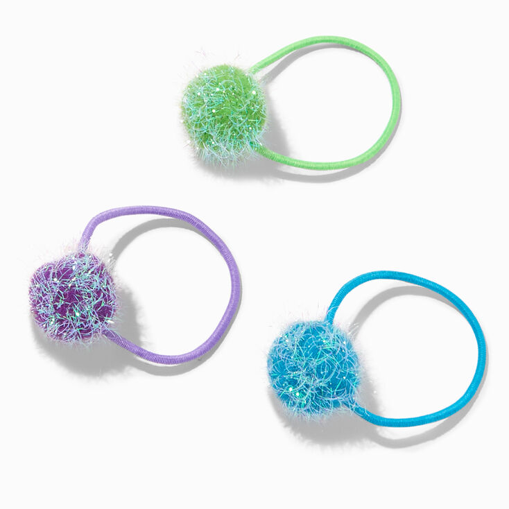 Rainbow Pom Pom Hair Ties - 6 Pack,