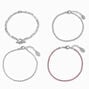 Silver-tone Pink Cup Chain Bracelet Set - 4 Pack,