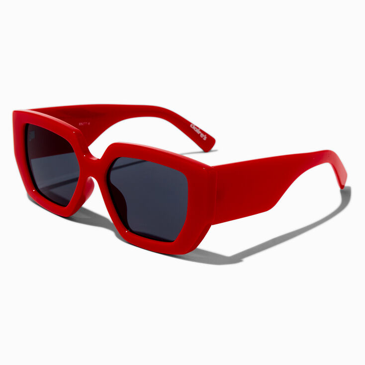 Chunky Red Geometric Sunglasses,