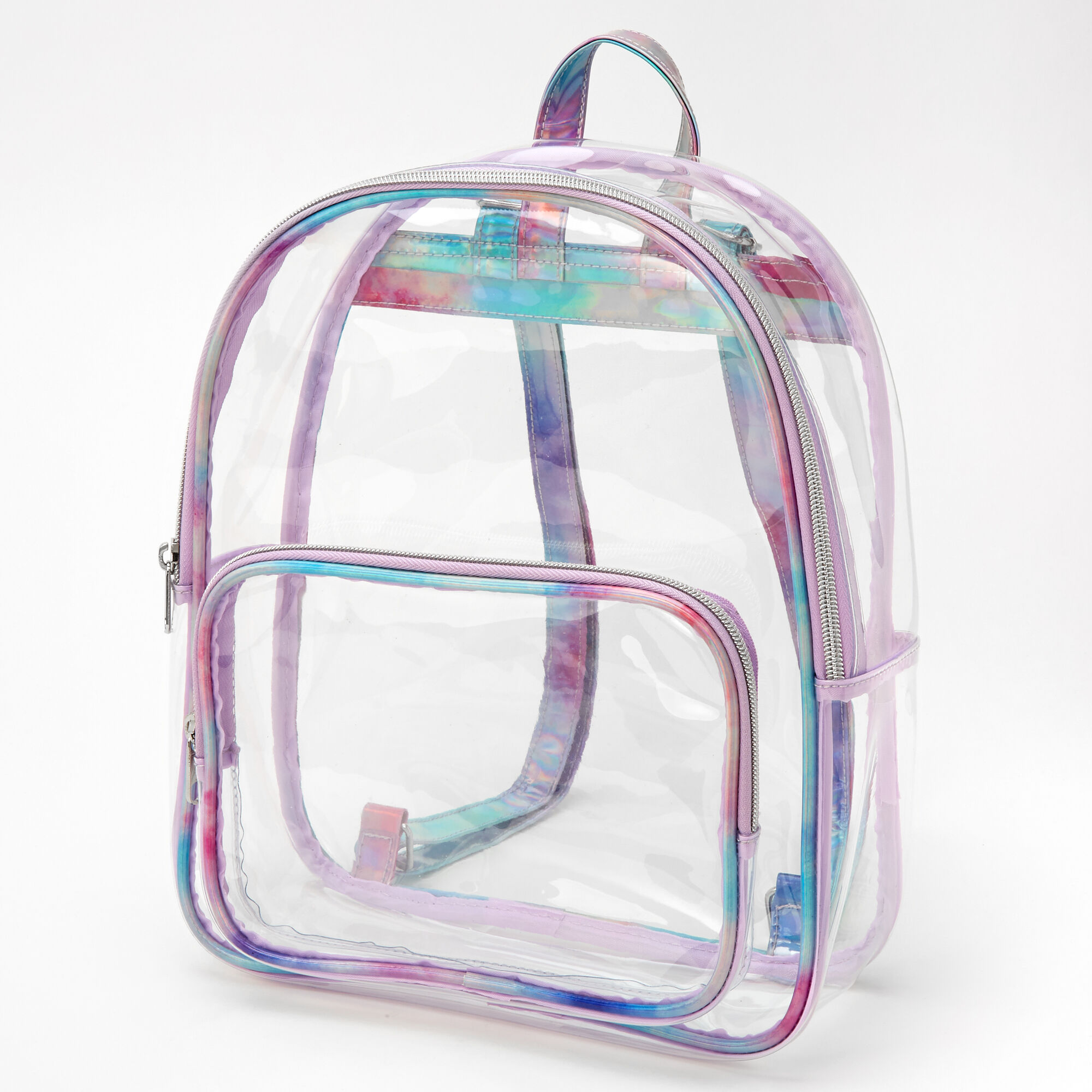 Tie Dye Trimmed Medium Backpack Clear Claire s US