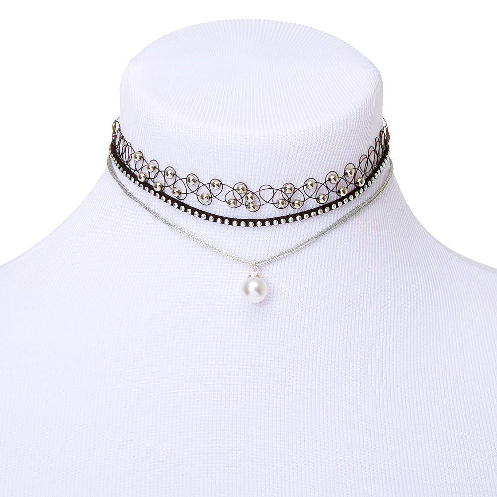 Black and silver choker necklace on sale