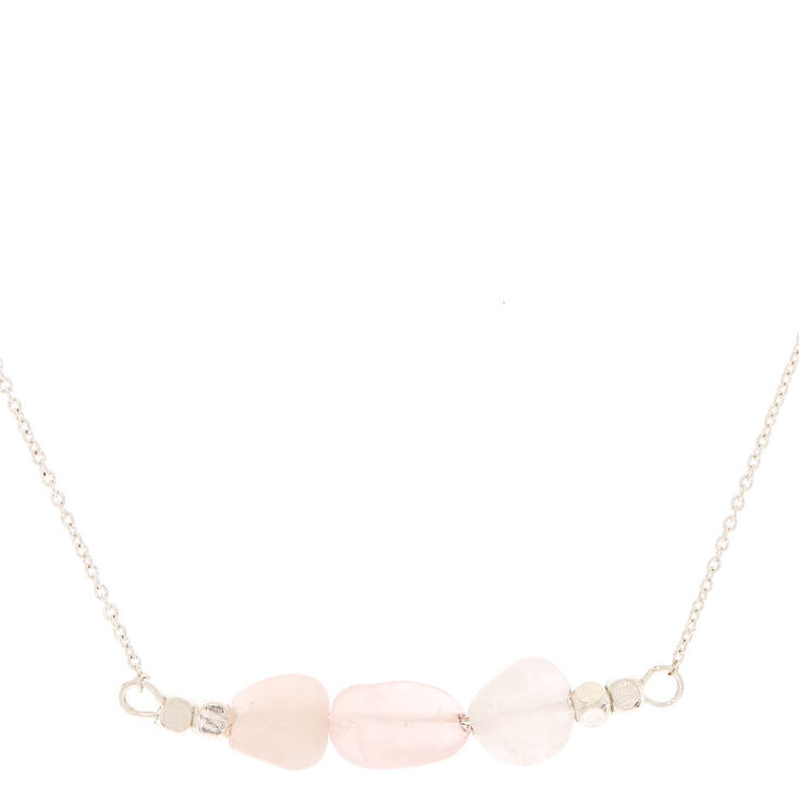 Claire's Collier à pendentif Compassion en quartz rose semi-précieux