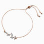 Rose Gold-tone Cubic Zirconia Leaf Adjustable Bracelet,