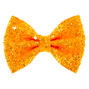 Neon Glitter Mini Hair Bow Clip - Orange,