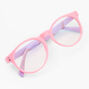 Claire&#39;s Club Color Block Pastel Solar Blue Light Reducing Clear Lens Round Frames,