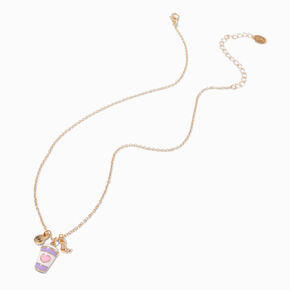 Colliers &agrave; pendentif caf&eacute; et croissant best friends - Lot de 2,