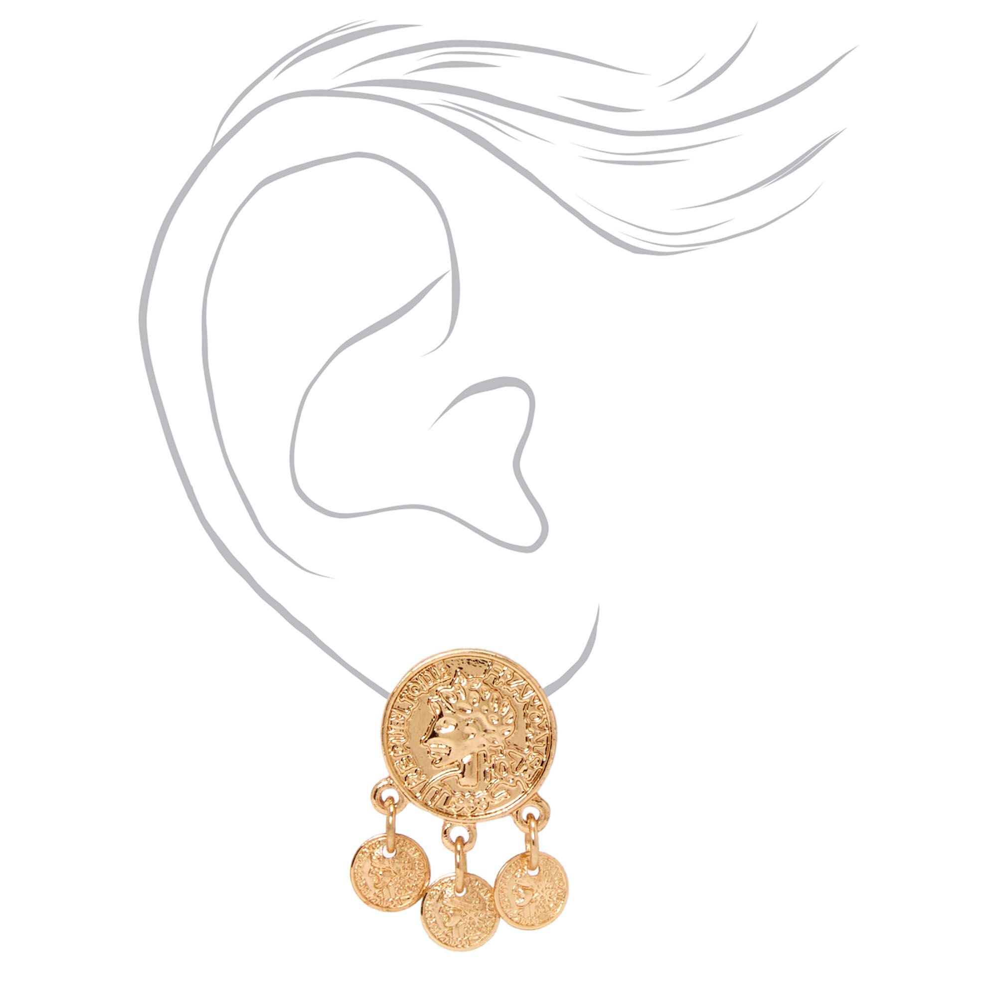 Gold Coin Drop Earrings,