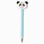 Stylo &agrave; paillettes mobiles panda bleu &agrave; carreaux,